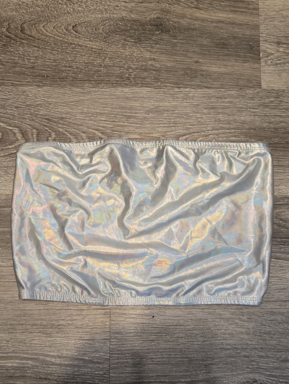NWT Silver Holographic Festival Tube Top Xs